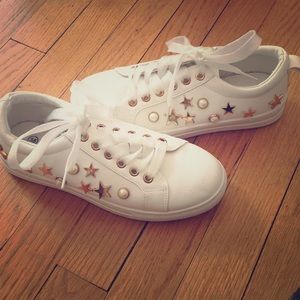 Nasty Gal sneakers with gold star charms size 6